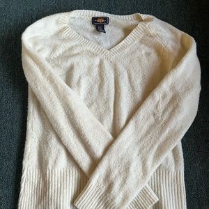 White route 66 fuzzy sweater